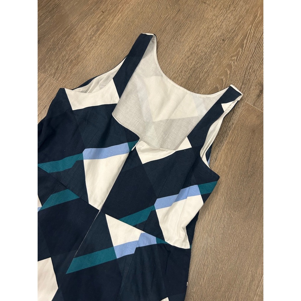 Ann Taylor Factory Navy Blue Plaid Fit and Flare Sleeveless Dress Size 8 - Picture 10 of 10